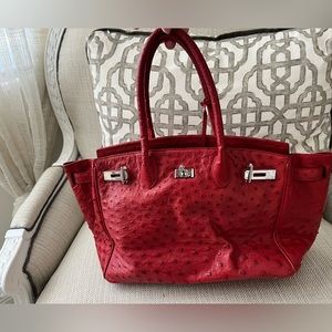 Genuine Red Ostrich Leather Bag